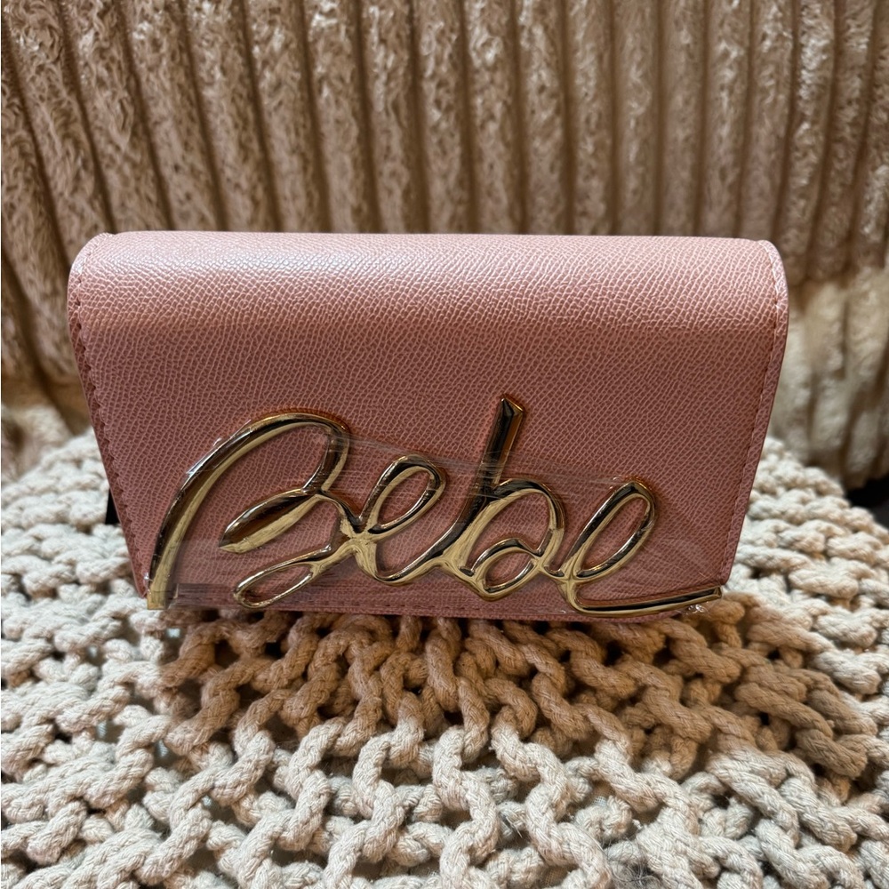Bebe Blush Pink Crossbody Bag‎ with 22” gold link chain